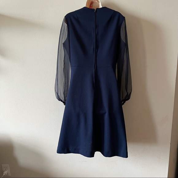 Vintage 70s navy Sheer Sleeve Dress (ooo) - Picture 7 of 8